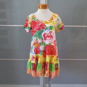 Vintage Jams World Tiered Short Sleeve Floral Print Babydoll Dress